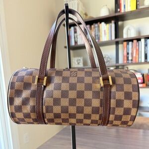 Louis Vuitton Ebene Papillon Handbag Damier 26 Brown with dust bag